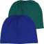 Set 2 căciulițe beanie pentru bebeluși din bumbac organic, verde și albastru