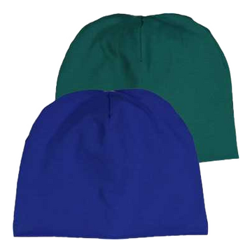 Set 2 căciulițe beanie pentru bebeluși din bumbac organic, verde și albastru