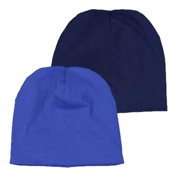 Set 2 căciulițe pentru bebeluși din bumbac organic, albastru și bleumarin