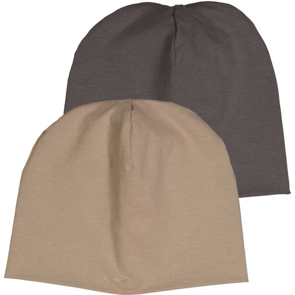 Set 2 căciulițe tip beanie pentru copii din bumbac organic, bej și gri