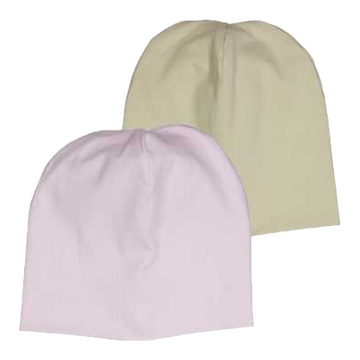 Set 2 căciulițe pentru copii din bumbac organic, lila și bej