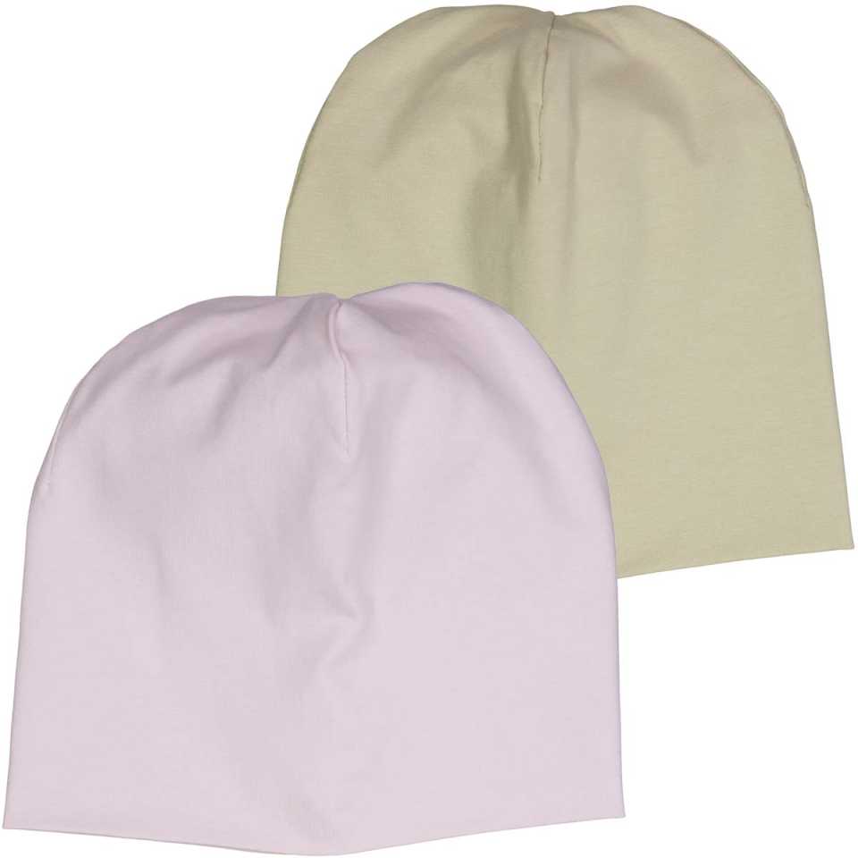 Set 2 căciulițe pentru copii din bumbac organic, lila și bej