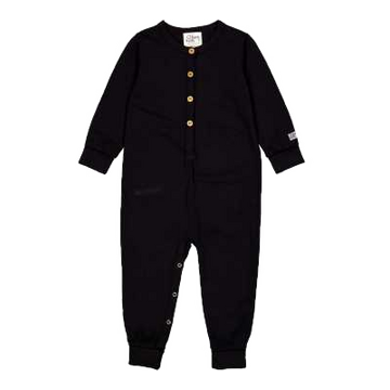 Salopetă neagră pentru bebeluși din bumbac organic
