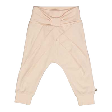 Pantaloni cu fundiță din bumbac organic, roz deschis