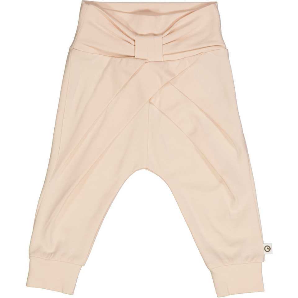 Pantaloni cu fundiță din bumbac organic, roz deschis