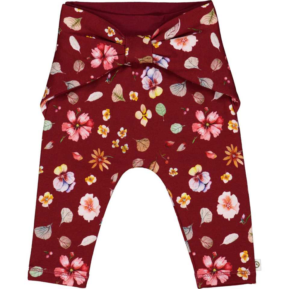 Pantaloni comozi pentru bebeluși cu imprimeu floricele, vișinii