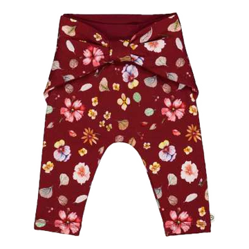 Pantaloni comozi pentru bebeluși cu imprimeu floricele, vișinii