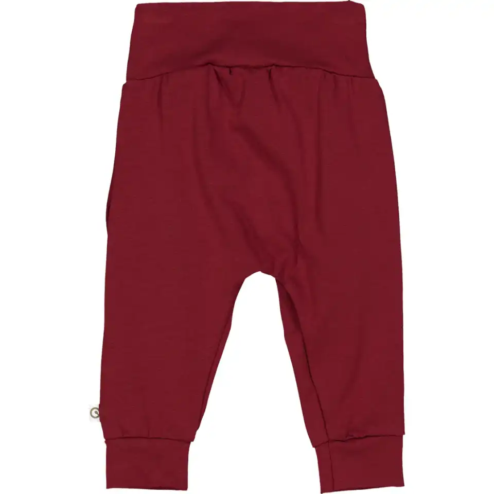 Pantaloni vișinii cu fundiță din bumbac organic