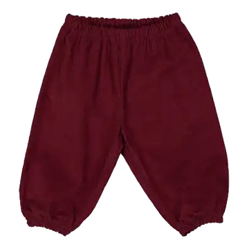 Pantaloni evazați din reiat pentru bebeluși din bumbac organic, vișinii