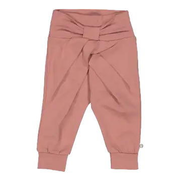 Pantaloni cu fundiță din bumbac organic, roz daydream