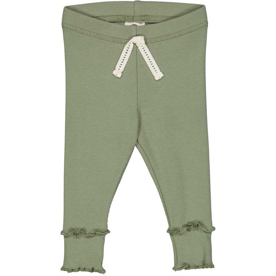 Set 2 colanți rib pentru bebeluși din bumbac organic, roz închis și verde prafuit