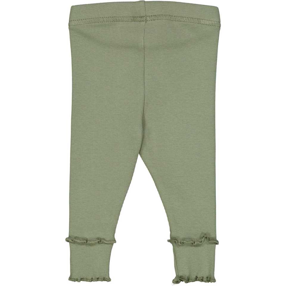 Set 2 colanți rib pentru bebeluși din bumbac organic, roz închis și verde prafuit