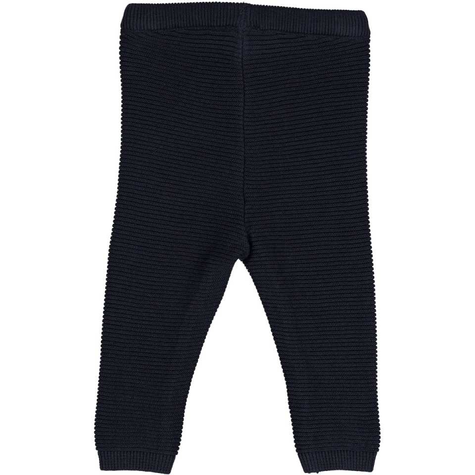 Pantaloni tricotați rib pentru bebeluși din bumbac organic, bleumarin