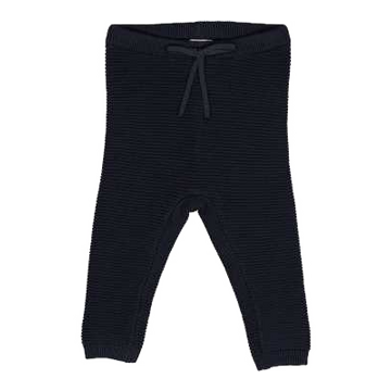 Pantaloni tricotați rib pentru bebeluși din bumbac organic, bleumarin