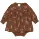 Rochie tip body cu mânecă lungă și imprimeu floricele, maro