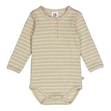 Body rib cu dungi și mânecă lungă, verde