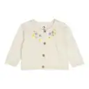 Cardigan tricotat cu imprimeu floricele, crem