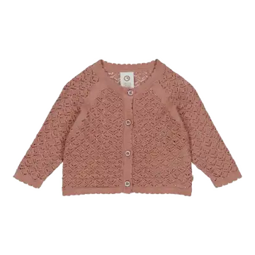 Cardigan tricotat roz din bumbac organic