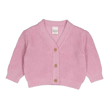 Cardigan tricotat gros, roz