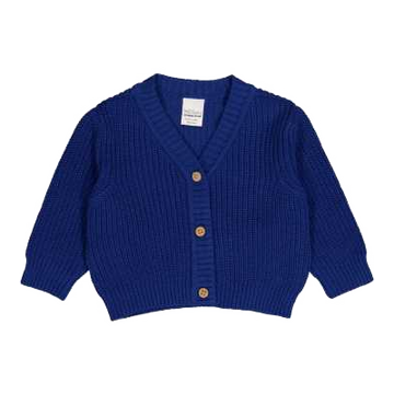 Cardigan tricotat gros, albastru intens