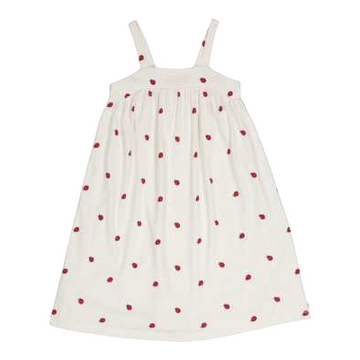 Rochie fără mâneci cu imprimeu buburuză, crem