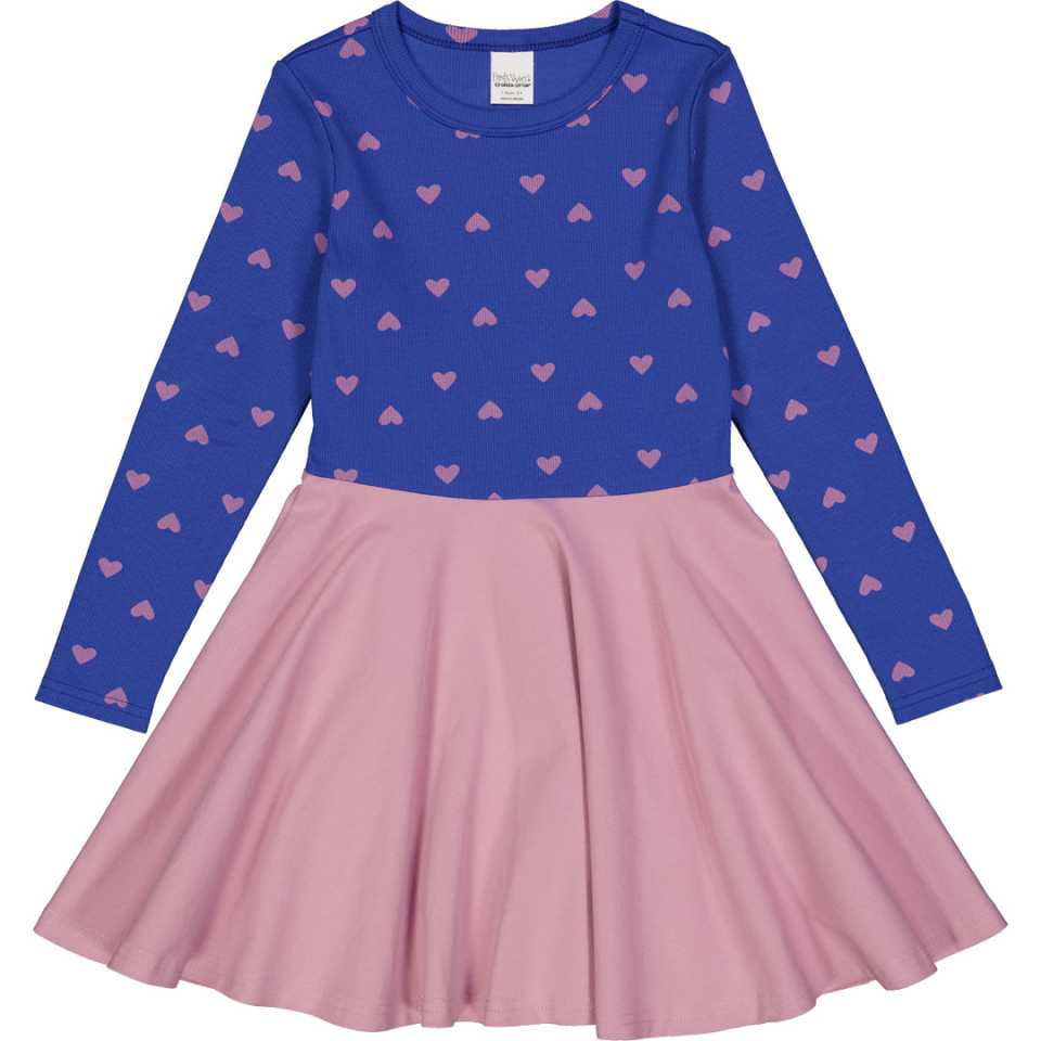 Rochie învârticioasă cu inimioare, albastru indigo