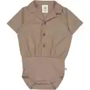 Body cămașă cu mânecă scurtă din poplin, bej