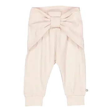 Pantaloni confortabili cu fundă, roz deschis