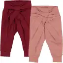 Set 2 pantaloni cu fundiță, roz închis si vișinii