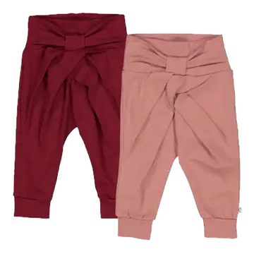 Set 2 pantaloni cu fundiță, roz închis si vișinii
