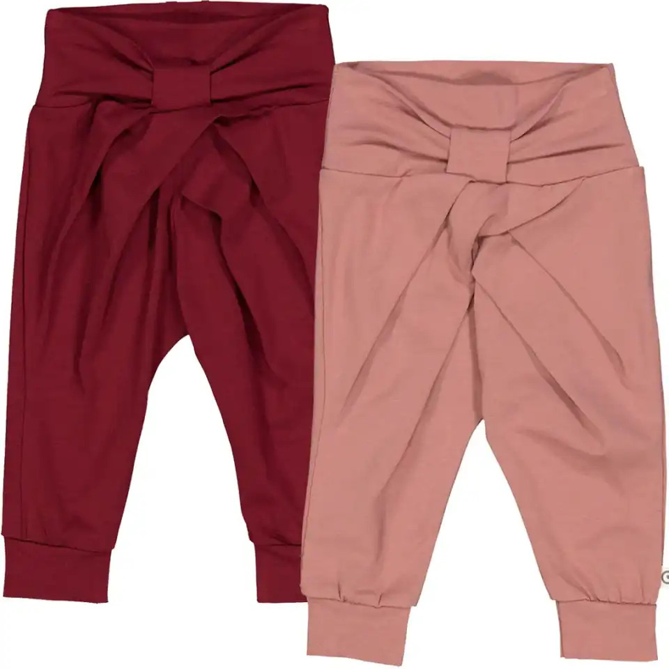 Set 2 pantaloni cu fundiță, roz închis si vișinii