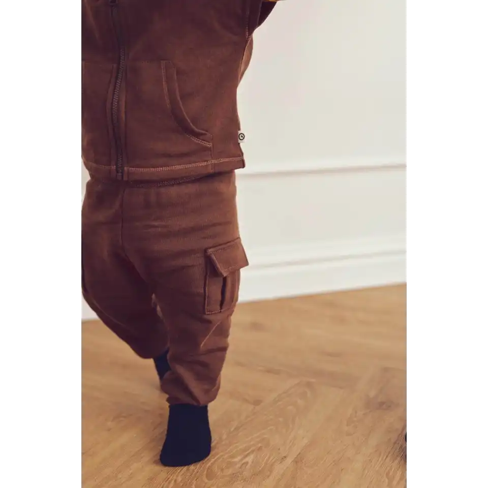 Pantaloni cargo din bumbac, maro închis