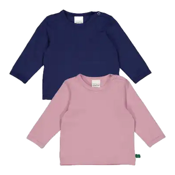 Set 2 bluze cu mânecă lungă, roz închis și bleumarin