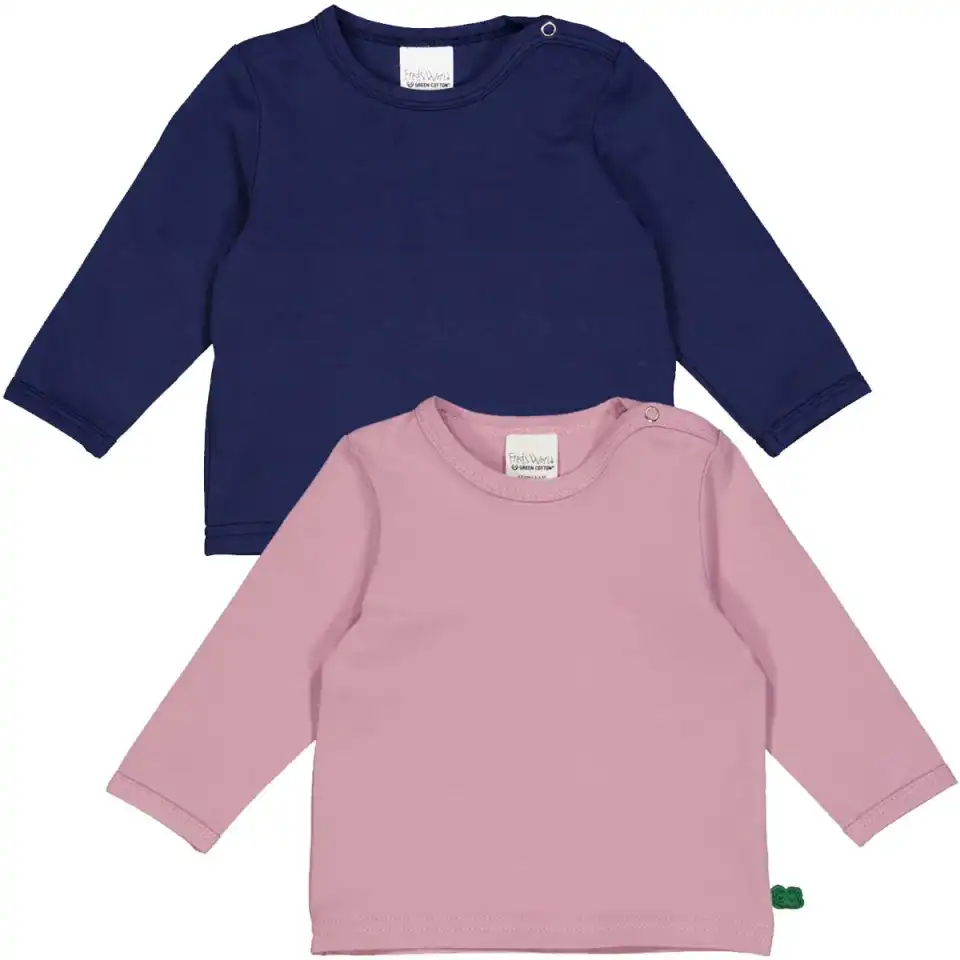 Set 2 bluze cu mânecă lungă, roz închis și bleumarin