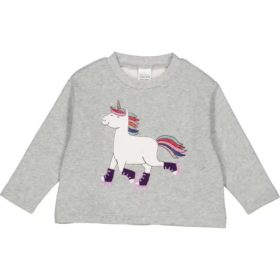 Bluza cu imprimeu unicorn, gri deschis