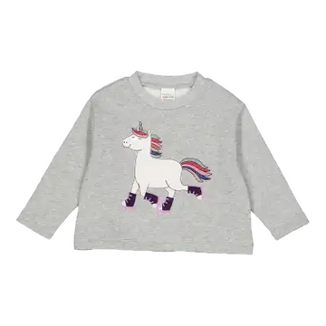 Bluza cu imprimeu unicorn, gri deschis
