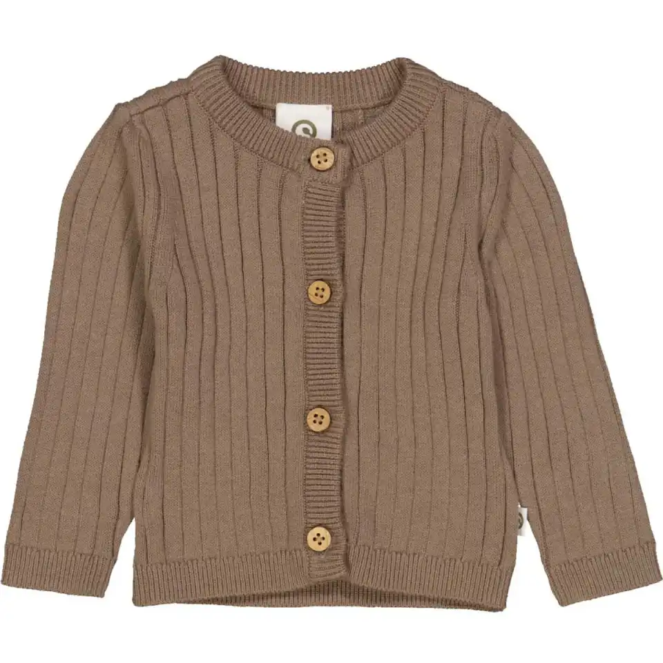 Cardigan tricotat rib, maro închis