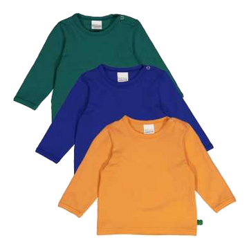 Set 3 bluze portocaliu intens, verde și bleumarin