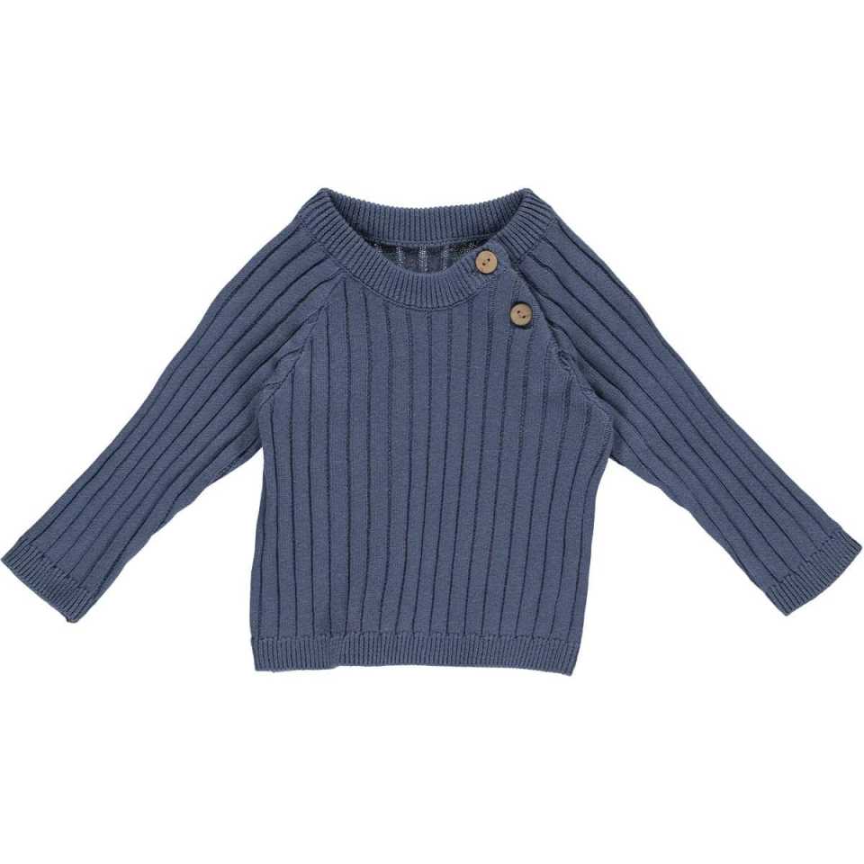 Pulover tricotat, albastru indigo