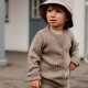 Cardigan tricotat bej din bumbac organic