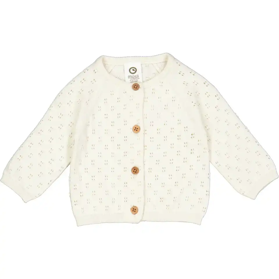 Cardigan tricotat pointelle – crem