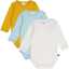 Set 3 body-uri cu mânecă lungă – aqua, alb și galben intens