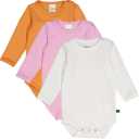 Set 3 body-uri cu mânecă lungă – alb, pastel și portocaliu mandarină