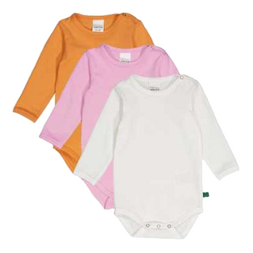 Set 3 body-uri cu mânecă lungă – alb, pastel și portocaliu mandarină