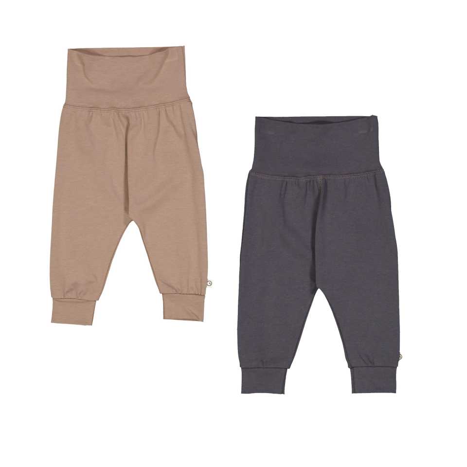 Set 2 pantaloni comozi – bej și bleumarin gri