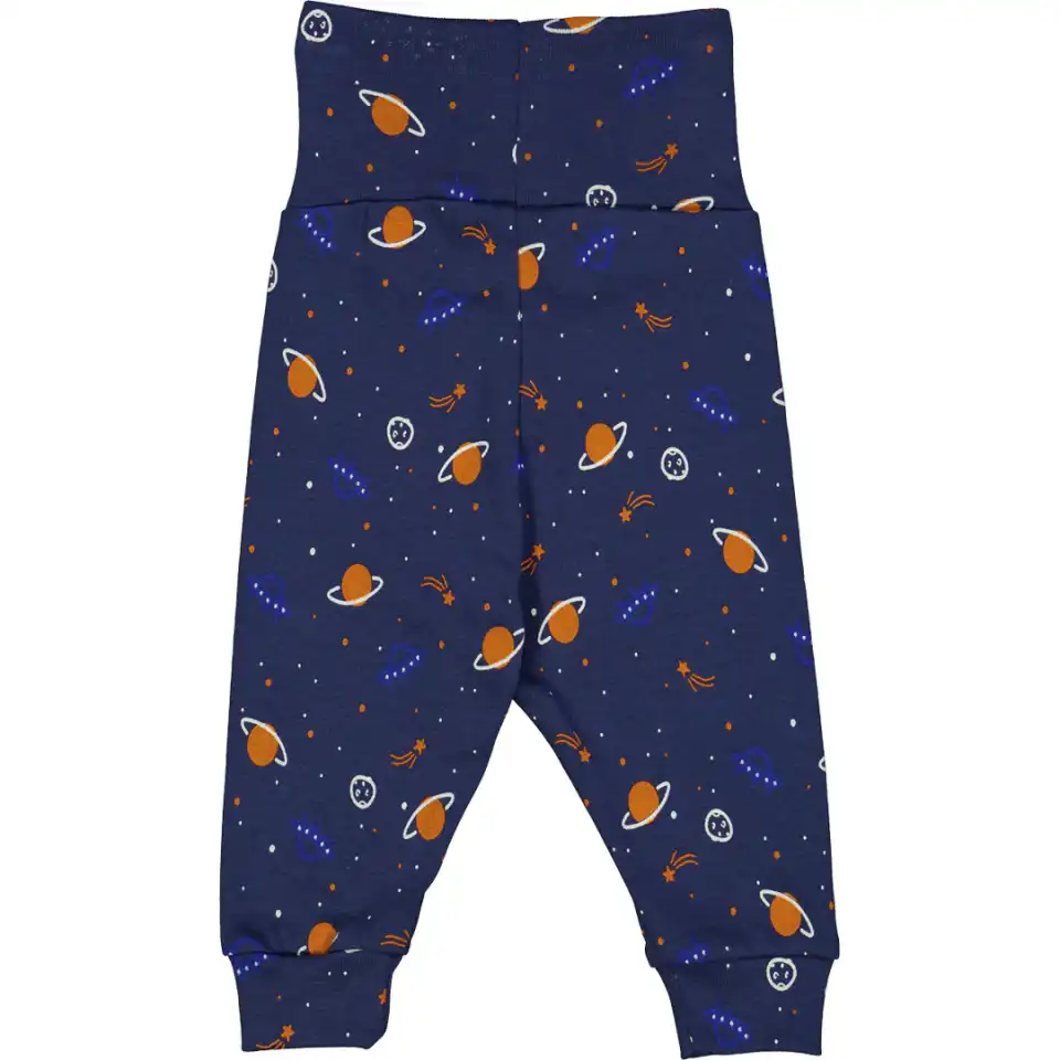 Pantaloni albastru închis cu imprimeu spațial
