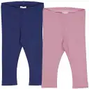 Set 2 colanți rib roz și bleumarin