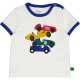 Tricou alb cu mânecă scurtă și imprimeu mașinuță