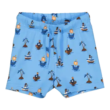 Pantaloni scurți cu imprimeu pirați – albastru, portocaliu papaya și bleumarin