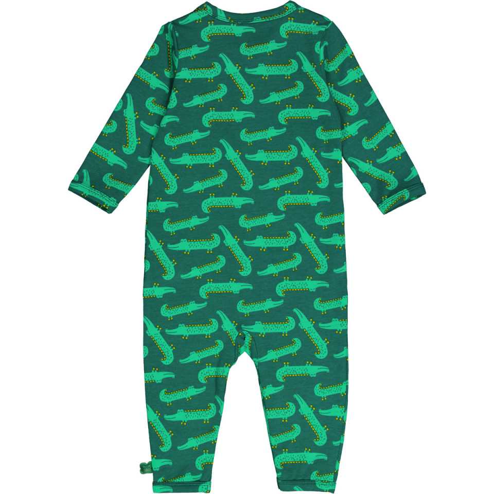 Salopetă verde cu imprimeu crocodili